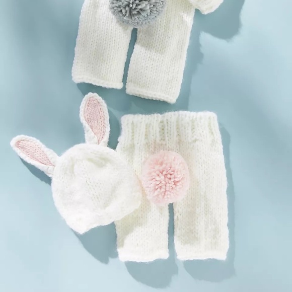NWT Anthropologie Baily Handmade Knit Bunny Newborn Hat and Pant Set - Picture 1 of 2